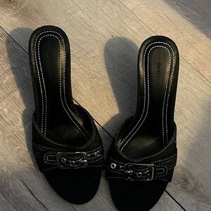 Bershka Black Heeled Mules with Buckle